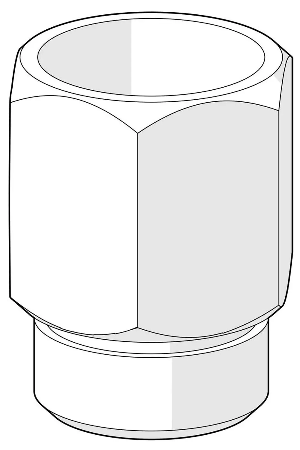 Hansa Durchflussbegrenzer, zylindrische Form mit einer sechskantigen Mutter oben, in detaillierter Darstellung ohne spezifische Maße.